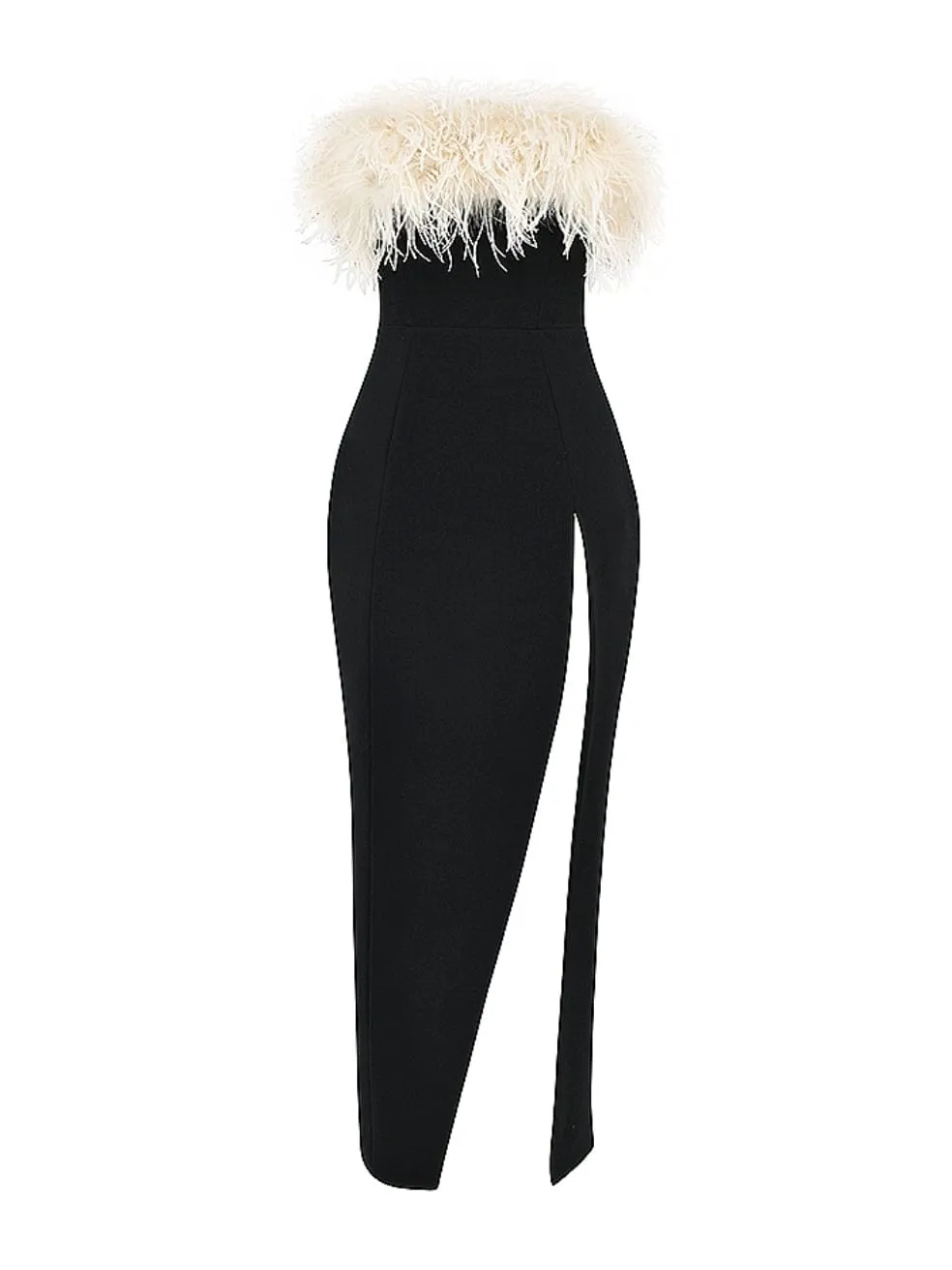 Sarai Black Thigh Split Dress
