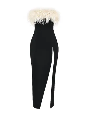 Sarai Black Thigh Split Dress