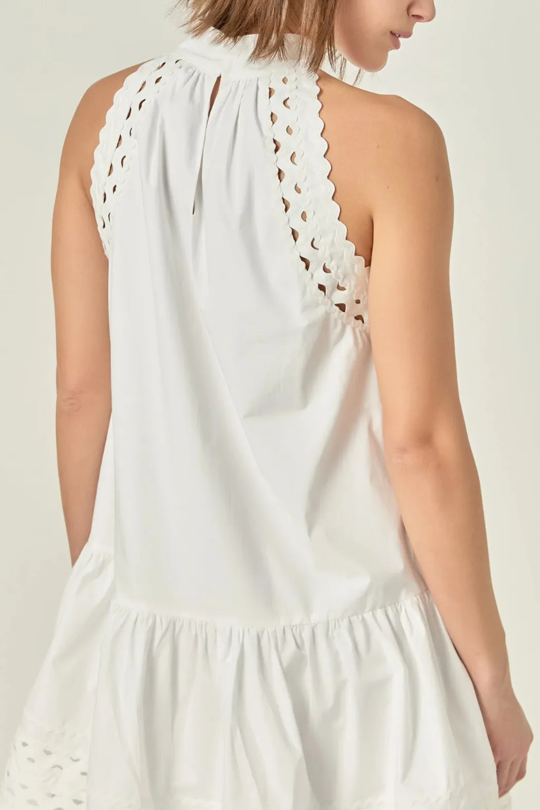 Scallop Detailed Halter Mini Dress