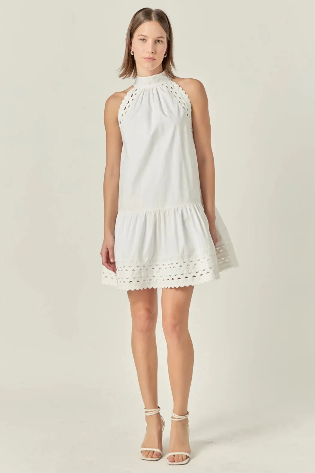 Scallop Detailed Halter Mini Dress