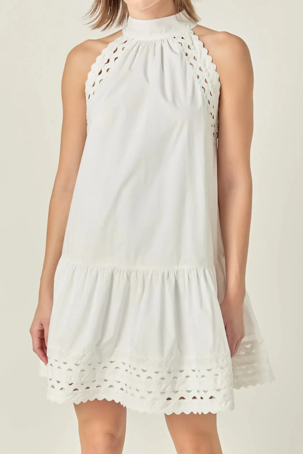 Scallop Detailed Halter Mini Dress