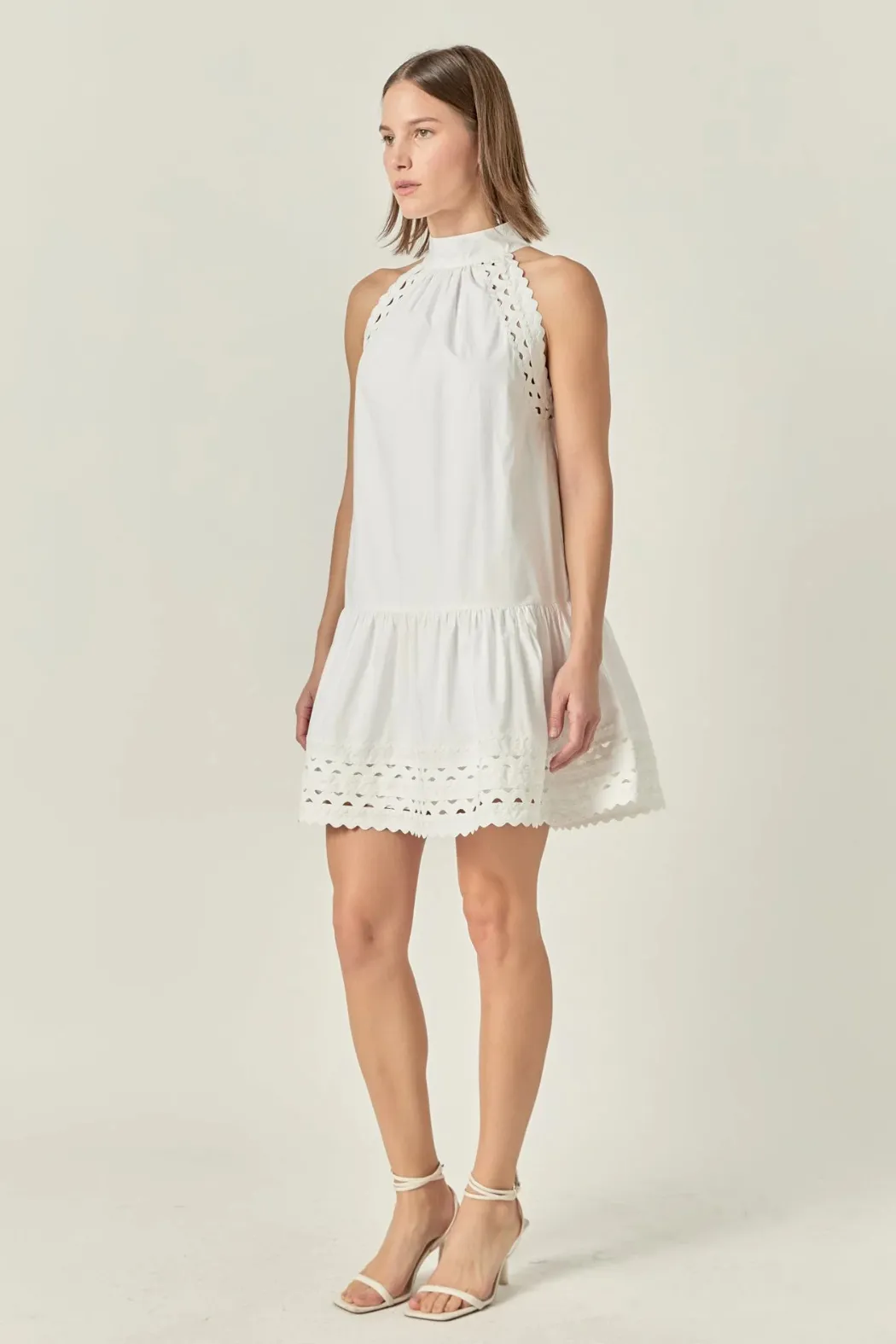 Scallop Detailed Halter Mini Dress