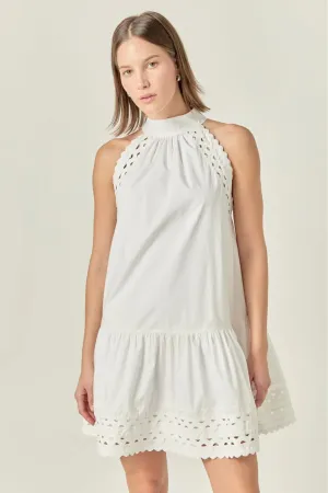 Scallop Detailed Halter Mini Dress
