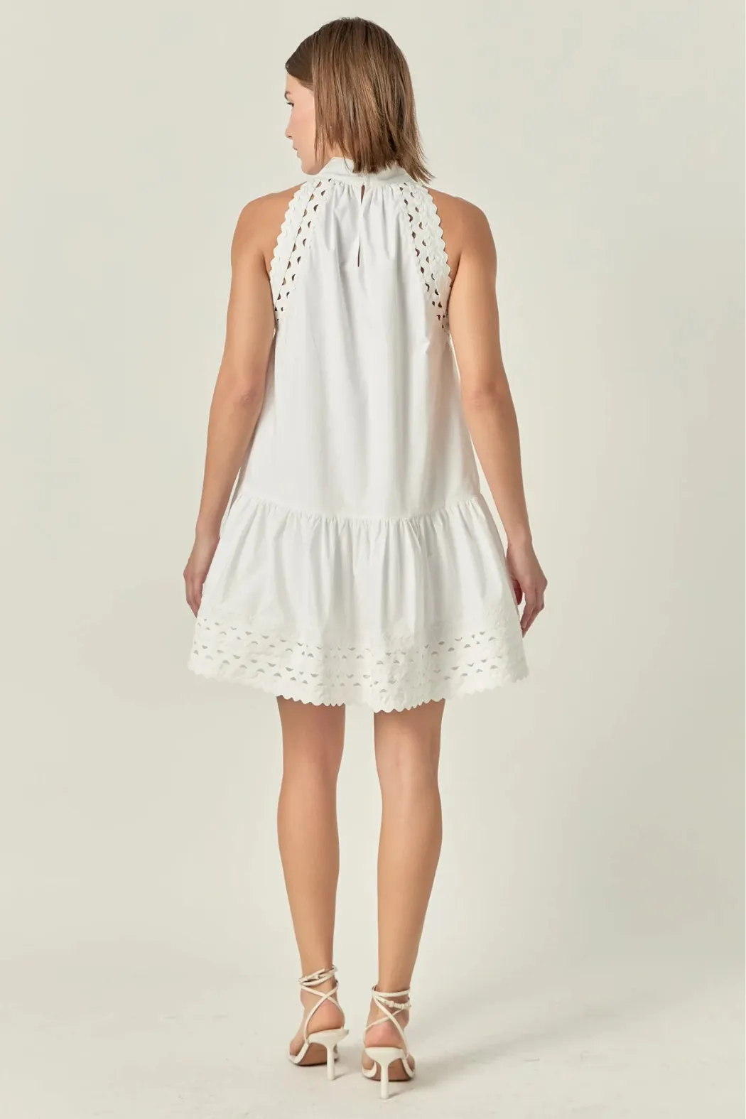 Scallop Detailed Halter Mini Dress