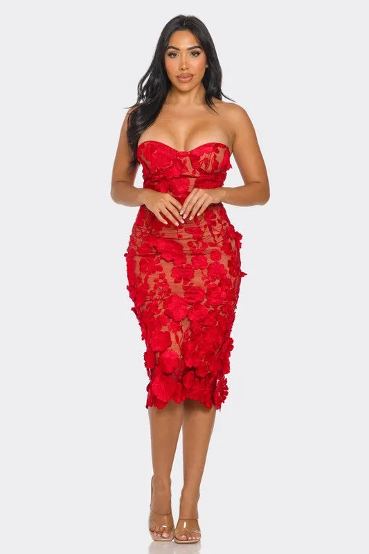 Scarlet Romance Appliqué Dress