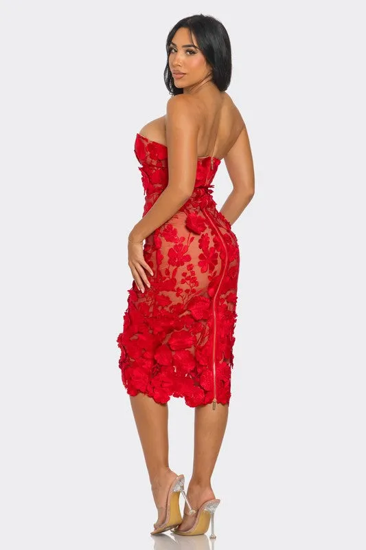 Scarlet Romance Appliqué Dress