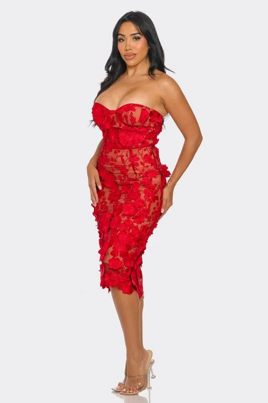 Scarlet Romance Appliqué Dress