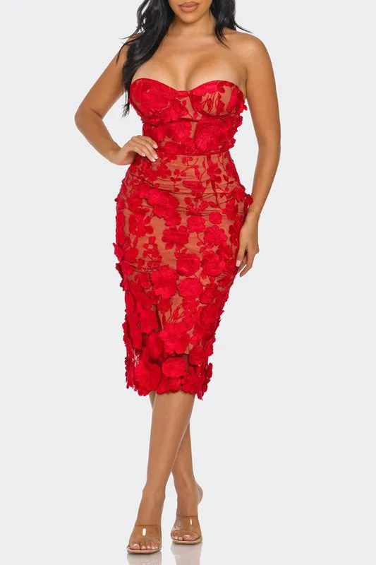 Scarlet Romance Appliqué Dress