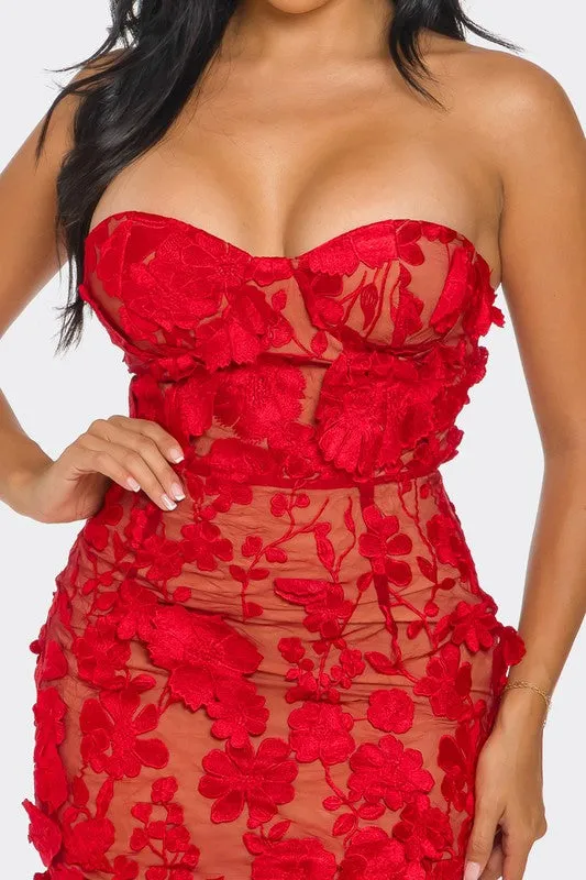 Scarlet Romance Appliqué Dress