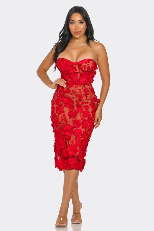 Scarlet Romance Appliqué Dress