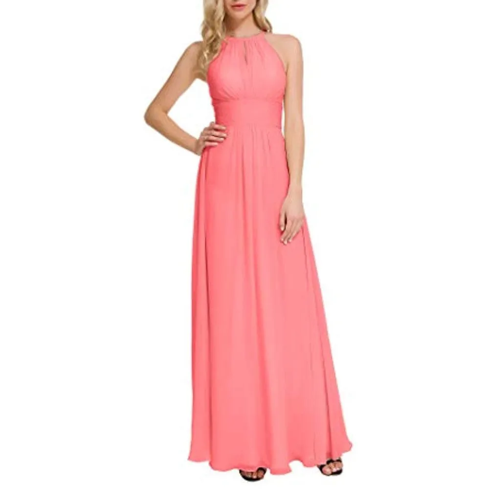 sd-hk Long Chiffon Bridesmaids Dresses Off The Shoulder Party Gowns For Women
