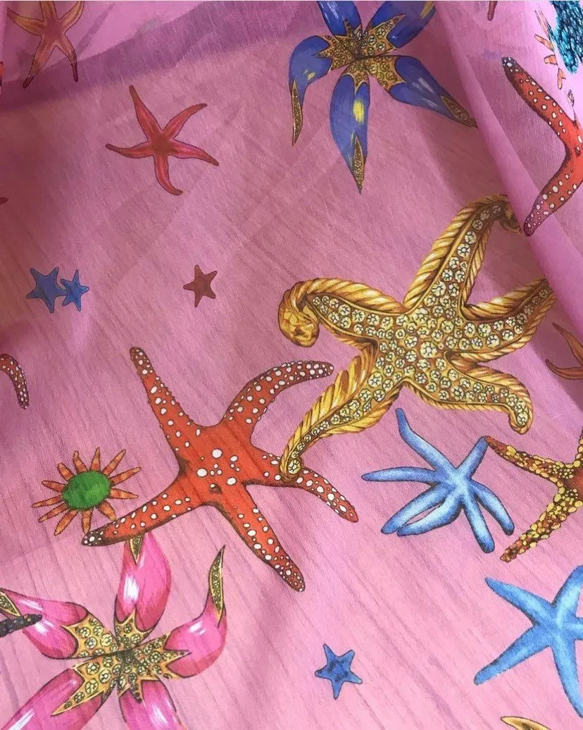 Sea Shell Pattern Sugar Chiffon Fabric - Lightweight Elegant Material for Crafting
