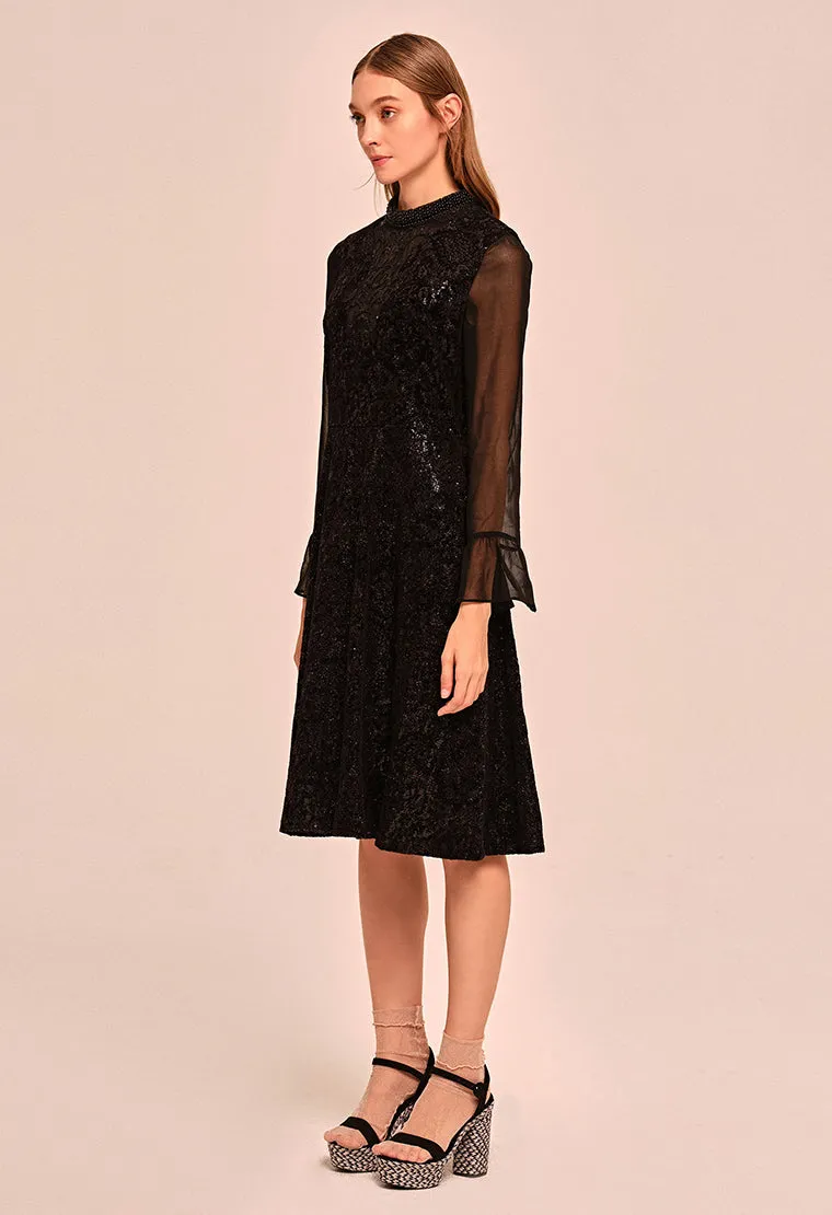 See-through velvet evening dress