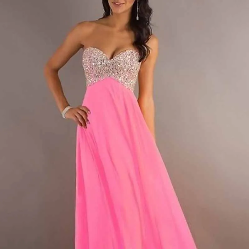 Sequin Top Chiffon Bottom Strapless Bridesmaid Dress 100 Colors Available
