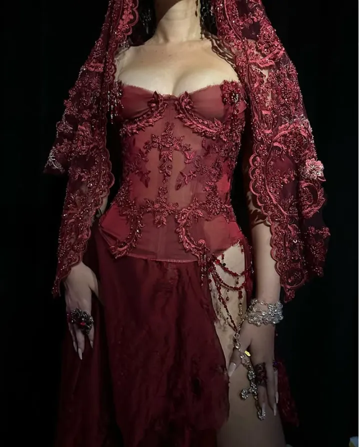 Sexy Burgundy Off Shoulder Sheath Split Long Party Dress Birthday Outfits, D913