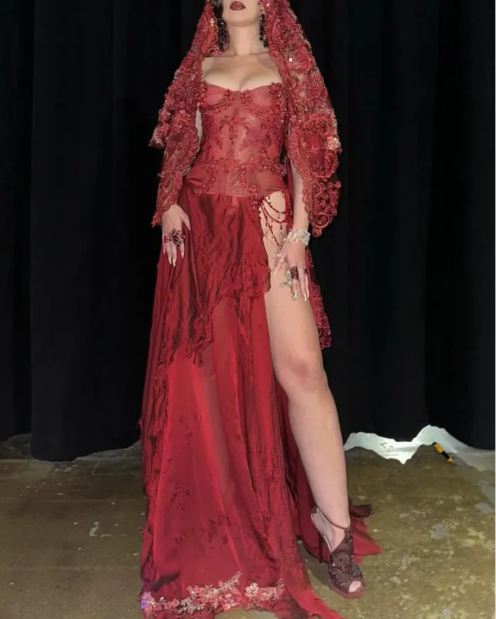 Sexy Burgundy Off Shoulder Sheath Split Long Party Dress Birthday Outfits, D913