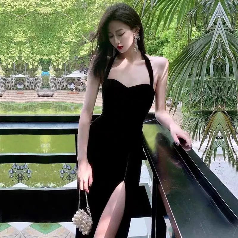 Sexy Halter Sweetheart Side slit Sheath Prom Dresses,PDS0999