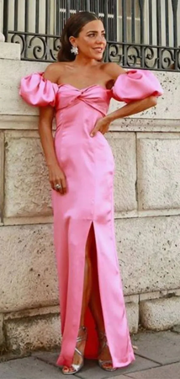Sexy Off-shoulder Sleeveless Mermaid Satin Evening Prom Dresses Online, OLP856
