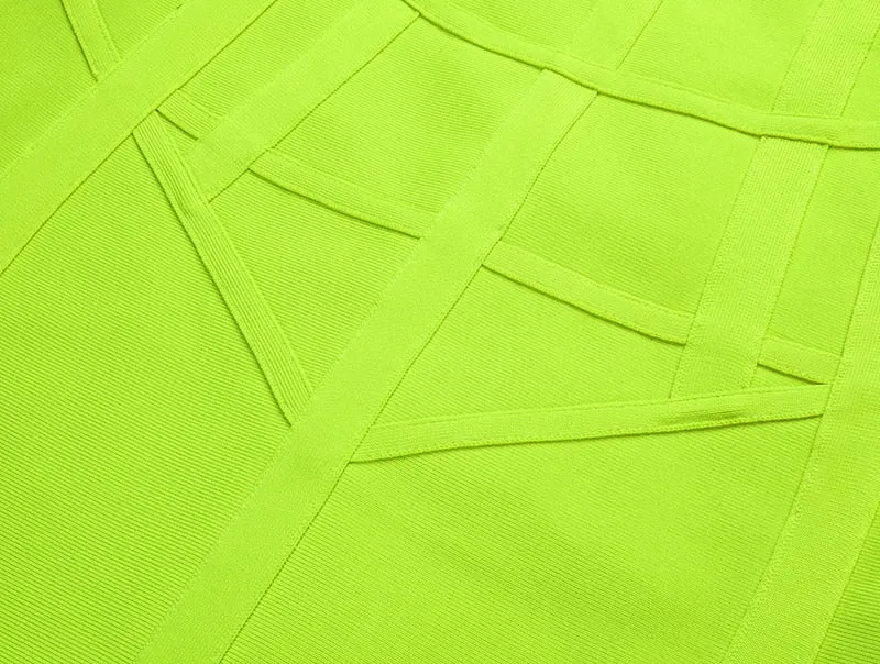 Sexy Sleeveless Green Yellow Women Bodycon Bandage Dress 2021 Designer Fashion Evening Party Dress