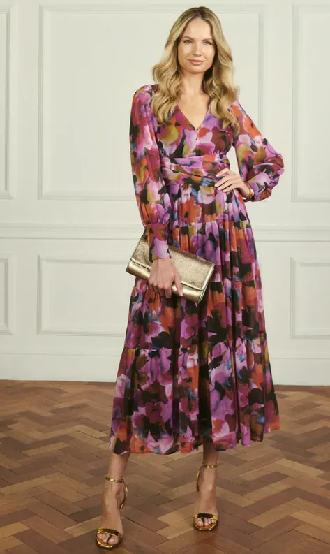Shakira Pink Floral Maxi Dress
