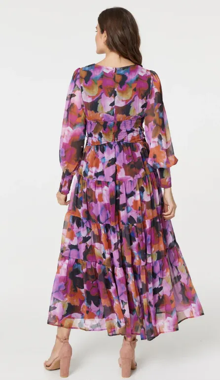 Shakira Pink Floral Maxi Dress