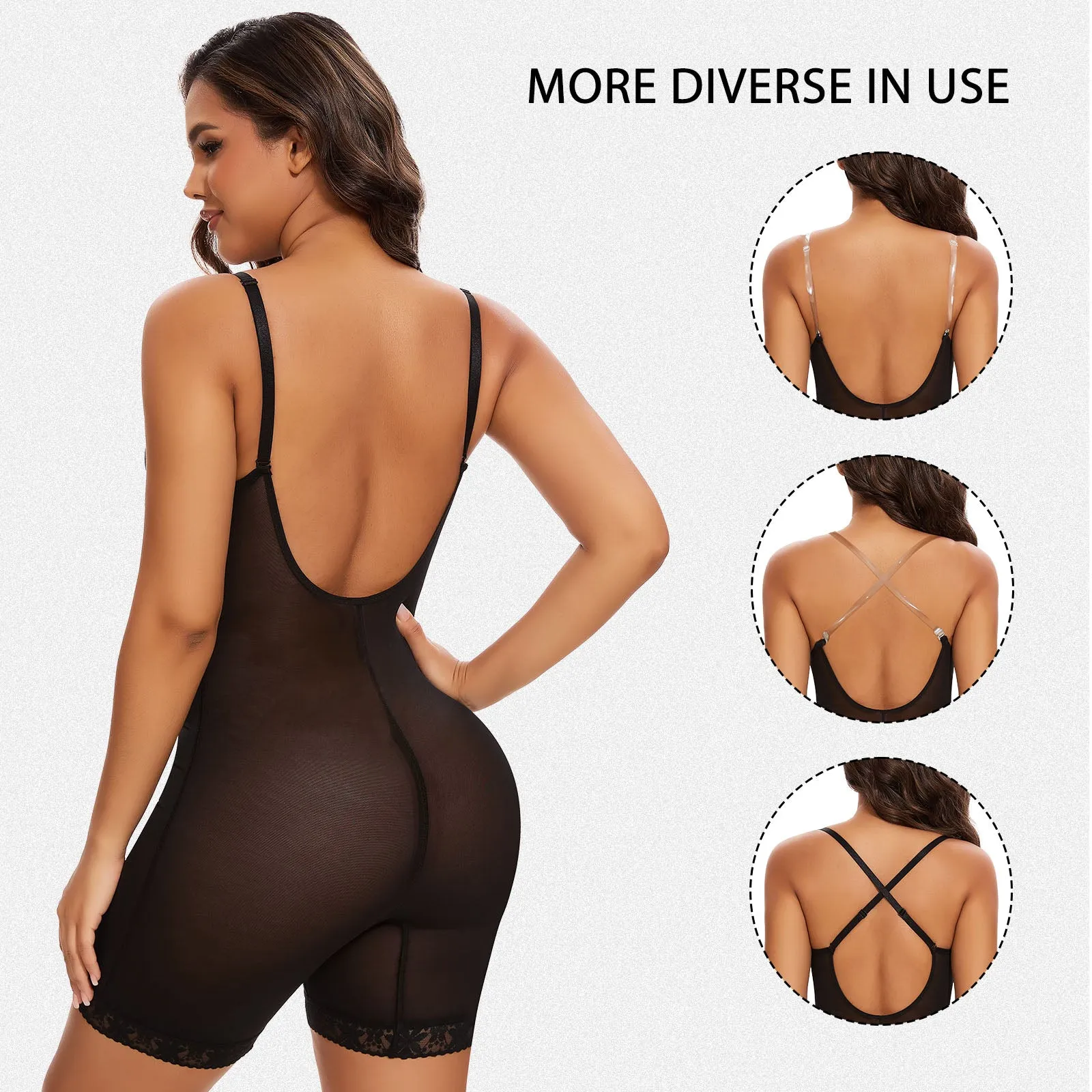 Shaperin Backless U Plunge Shapewear Bodysuit Strapless Full Body Shaper