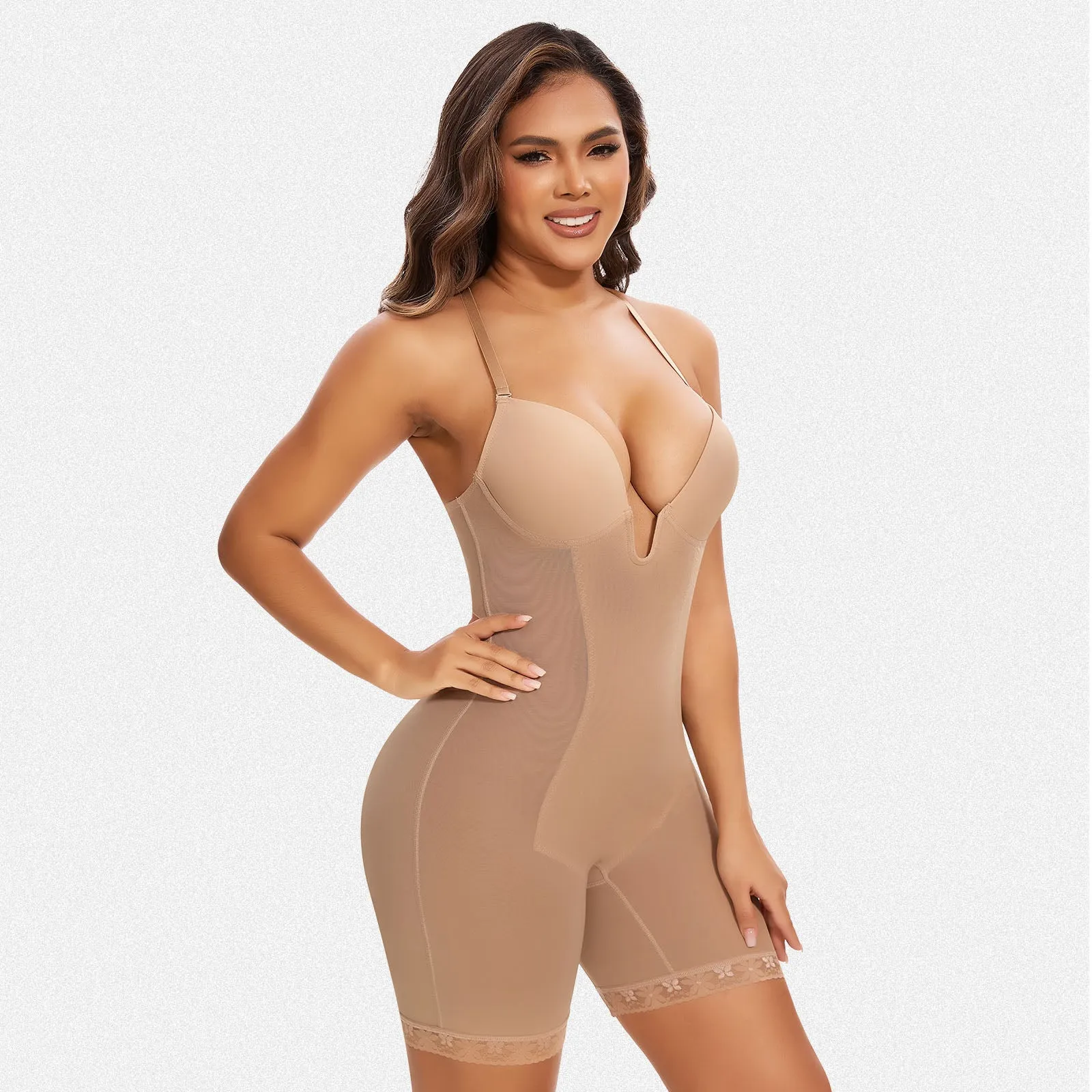 Shaperin Backless U Plunge Shapewear Bodysuit Strapless Full Body Shaper