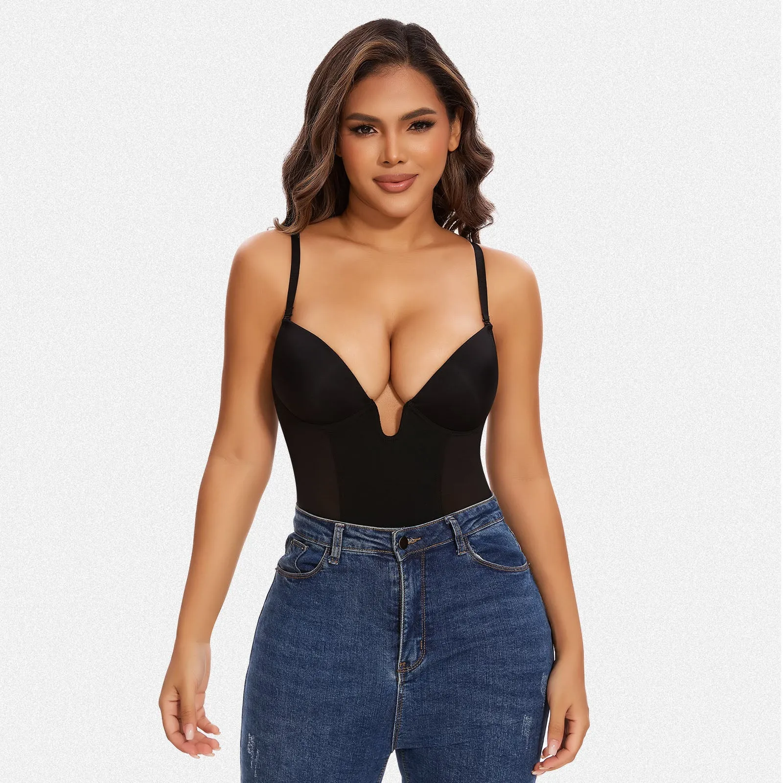 Shaperin Backless U Plunge Shapewear Bodysuit Strapless Full Body Shaper