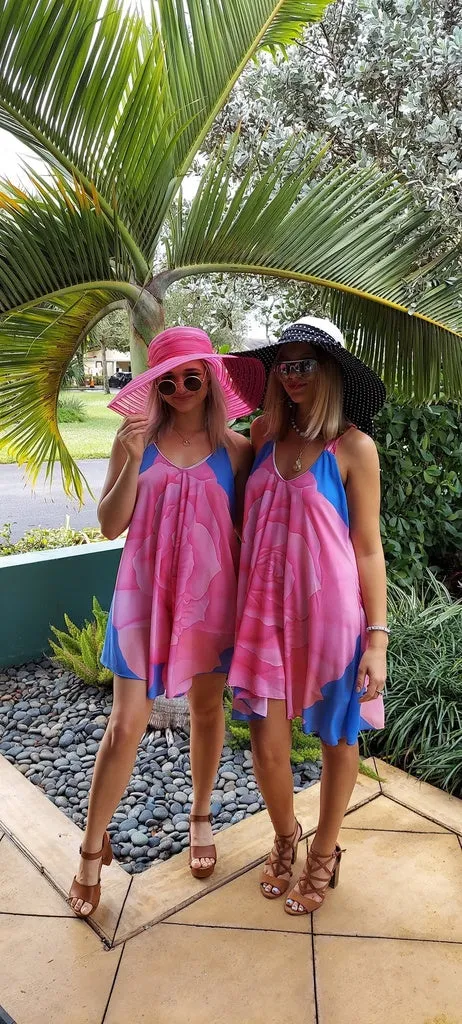 SHARON TATEM LLC - Original Pink Rose Dress Chiffon Halter Dress