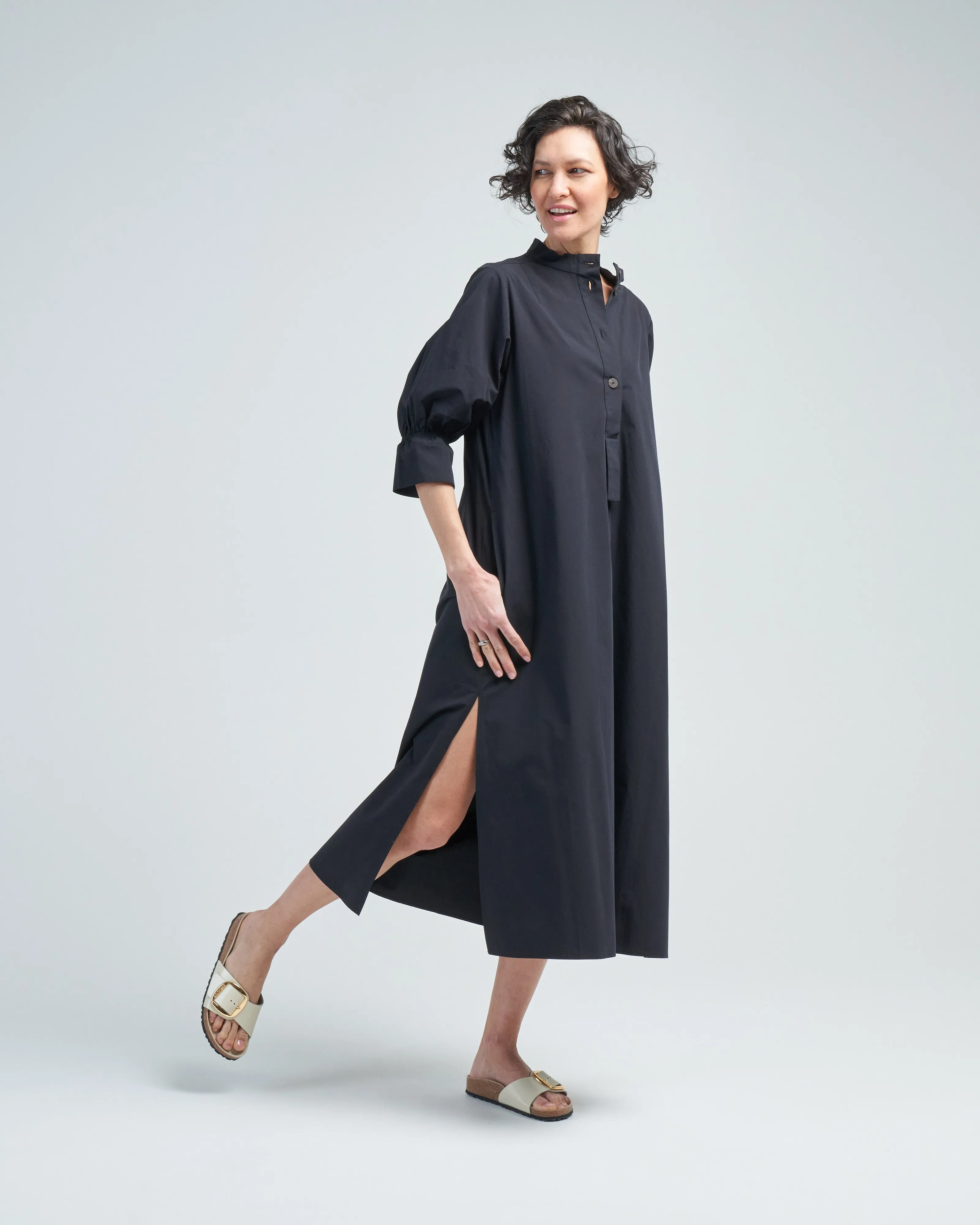 shirt dress with ruched cuff