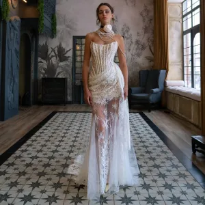 Short Strapless Lace Wedding/Prom Dress – Customized Elegance
