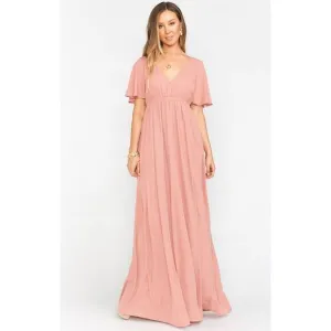 Show Me Your Mumu Emily Empire Maxi Dress in Rustic Mauve Crisp S NWT
