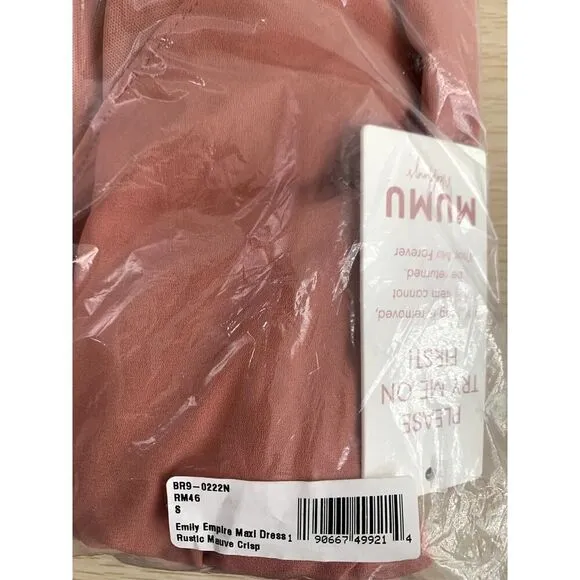 Show Me Your Mumu Emily Empire Maxi Dress in Rustic Mauve Crisp S NWT