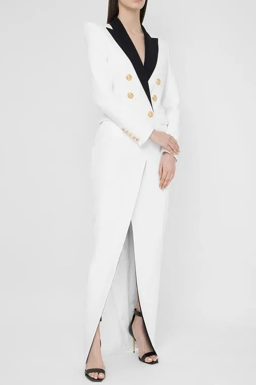 Silas Colorblock Tuxedo Maxi Blazer Dress