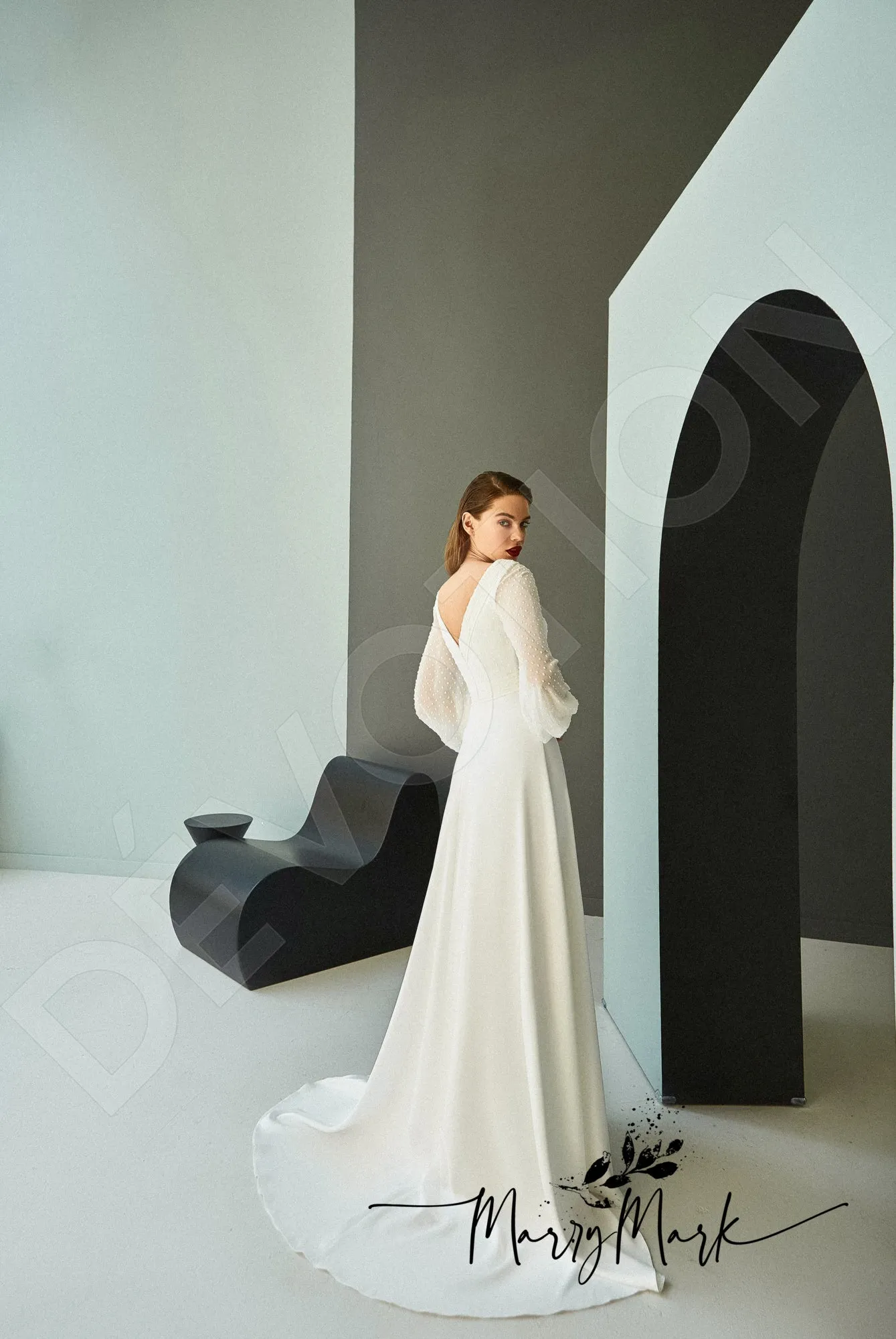 Sivilin A-line V-neck Milk Wedding dress