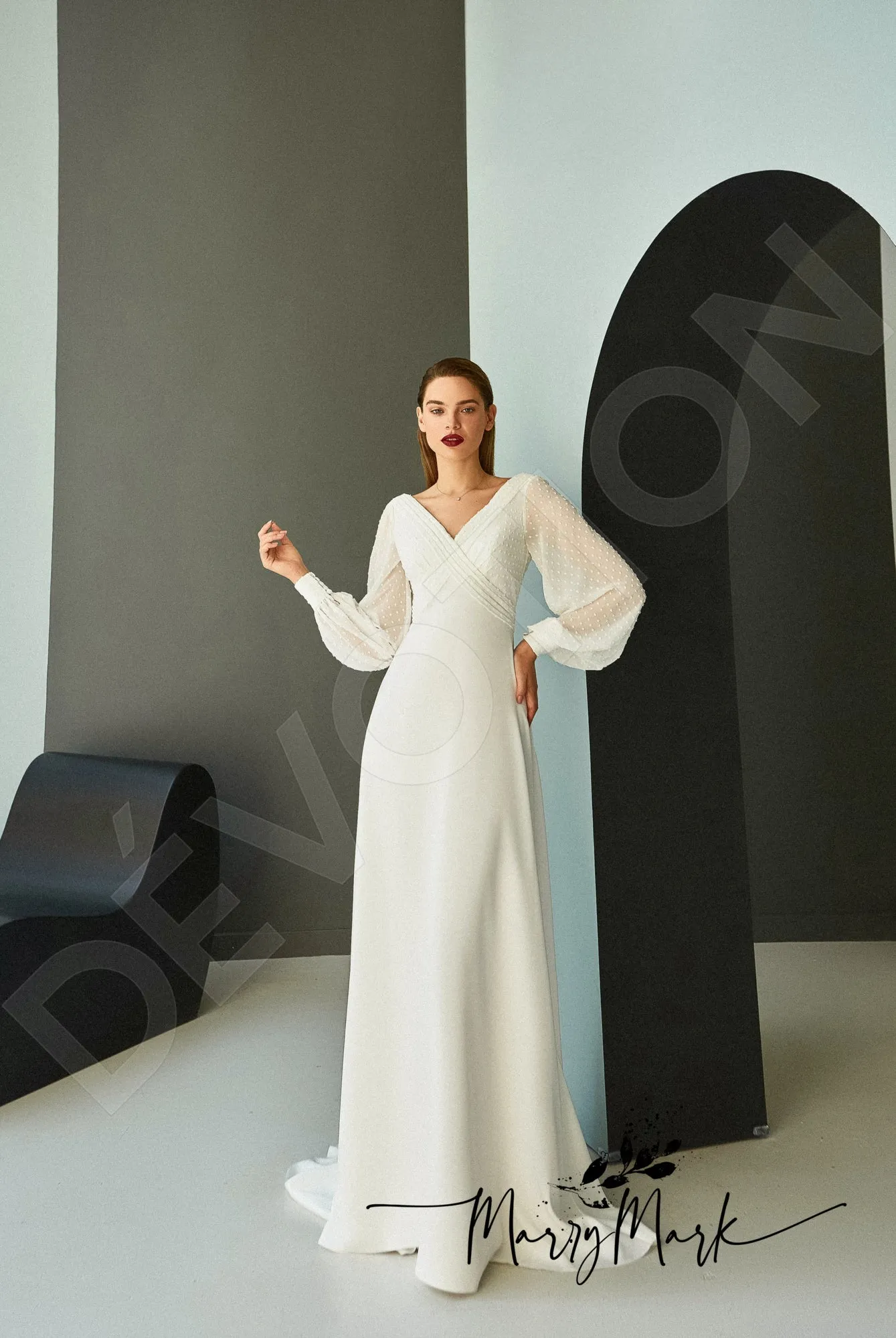 Sivilin A-line V-neck Milk Wedding dress