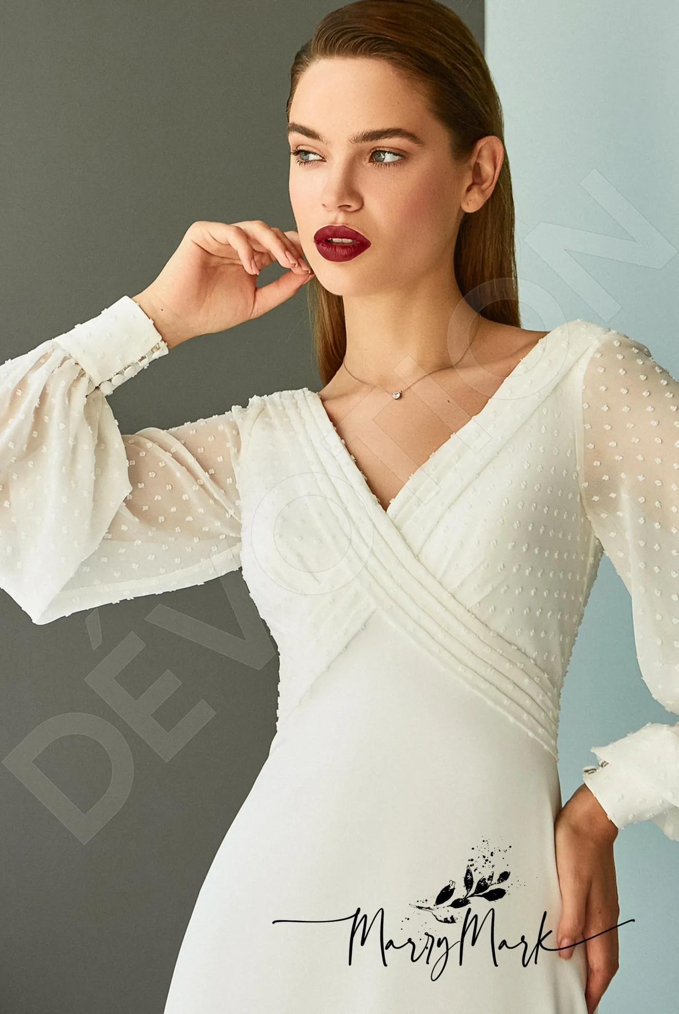 Sivilin A-line V-neck Milk Wedding dress