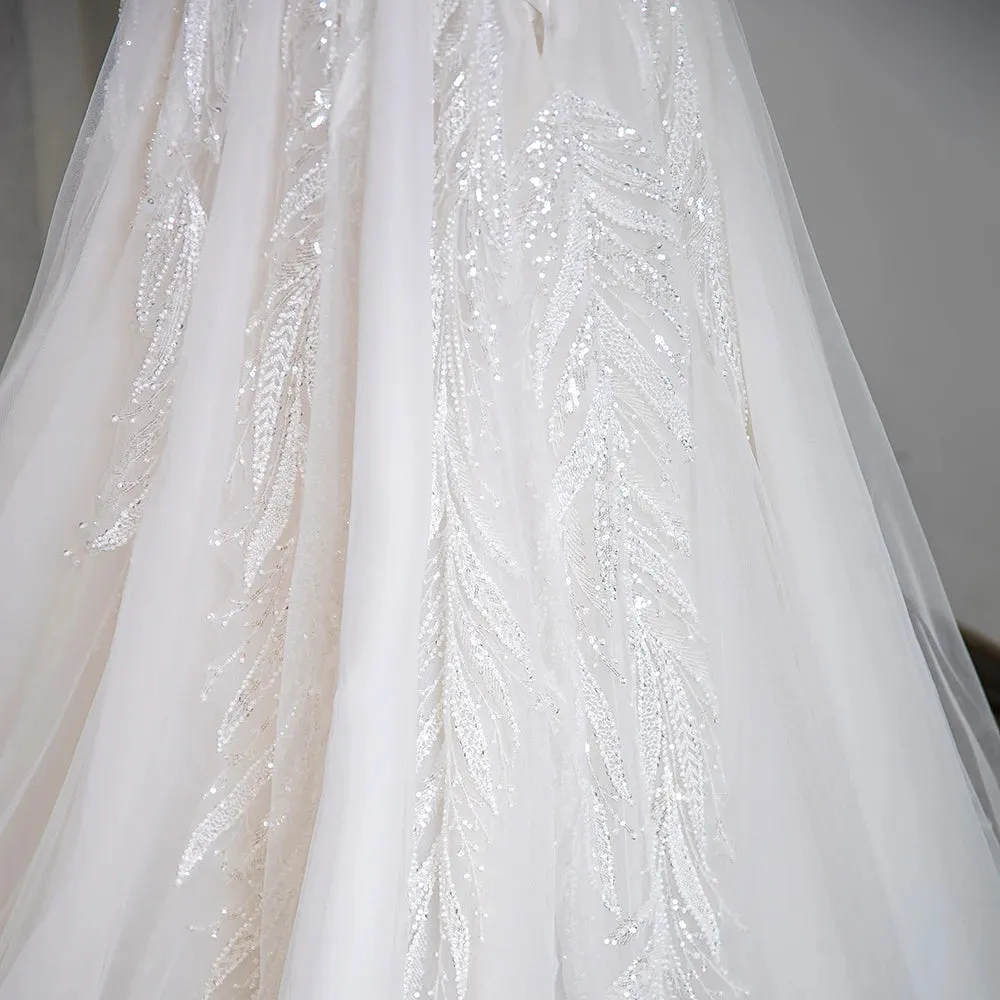 SL-9365 Suli Customized V-Neck Bride Wedding Dress Lace Appliques Beading Bohemian Bridal Gown with Straps