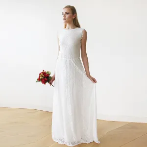 Sleeveless Ivory  Bridal Dress With Open Back #1141