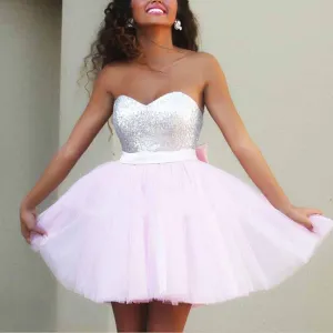 Sleeveless Sequin Sweetheart Wedding Dresses Short Mini Beach Bridal Gowns