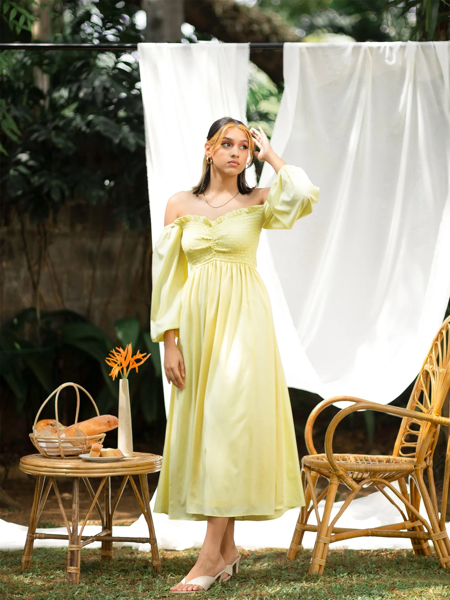Smocked Detail Maxi Dress