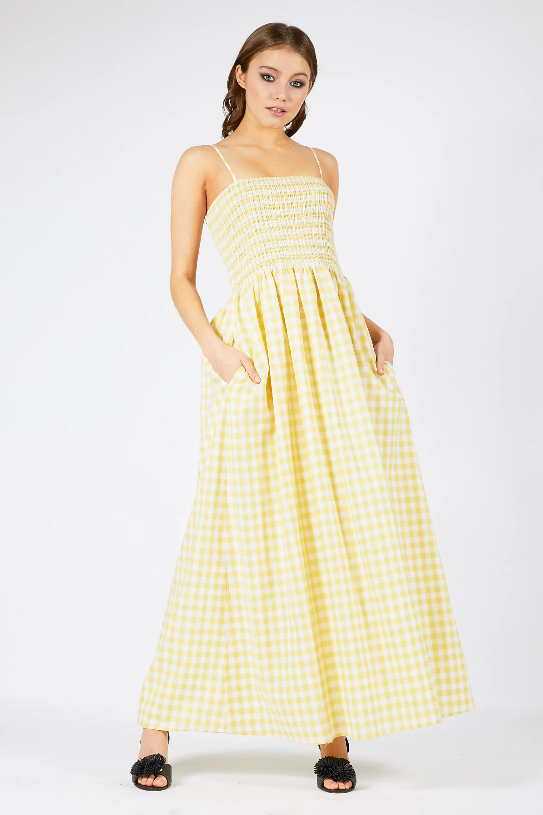 Smocked Gingham Maxi Dress