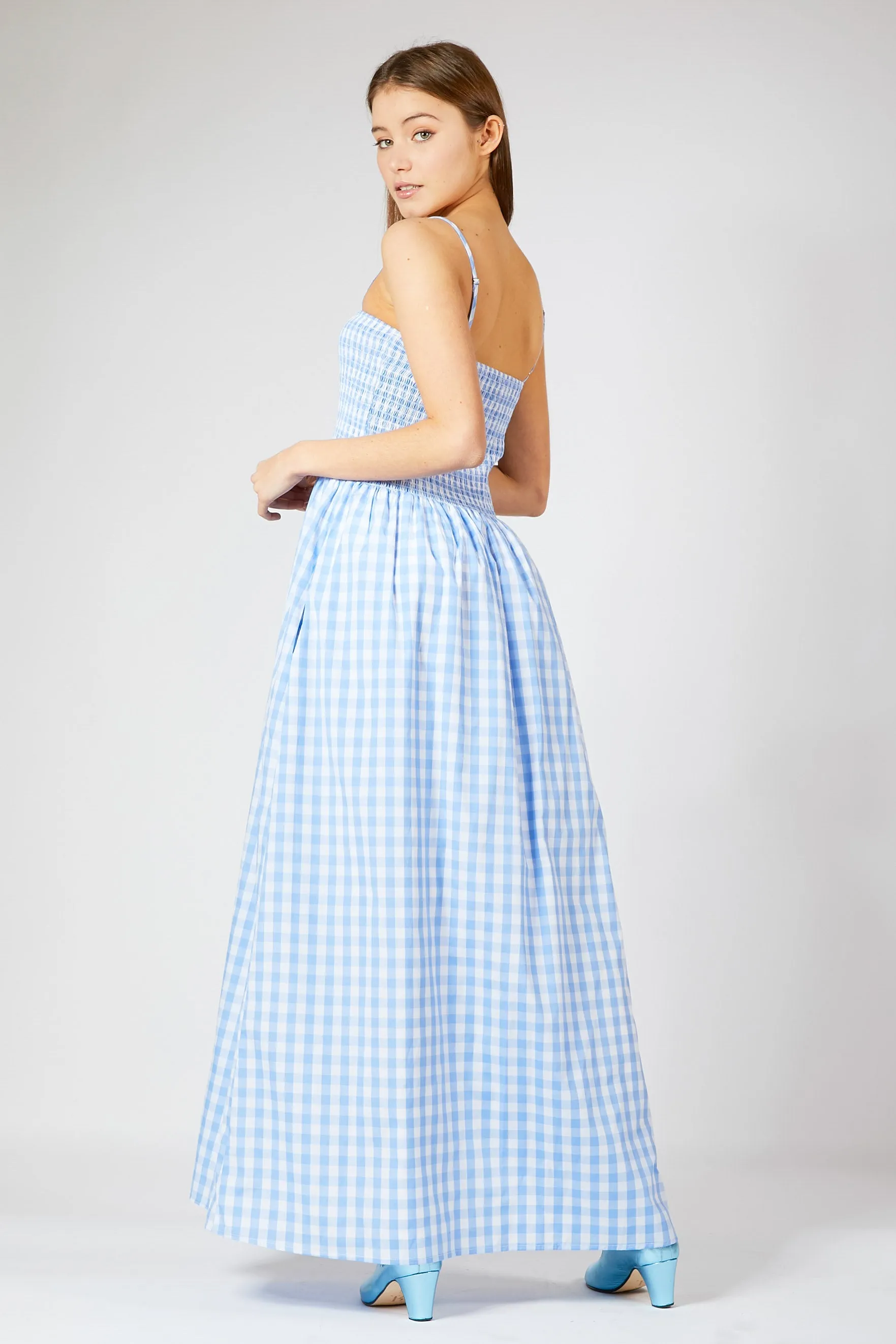 Smocked Gingham Maxi Dress
