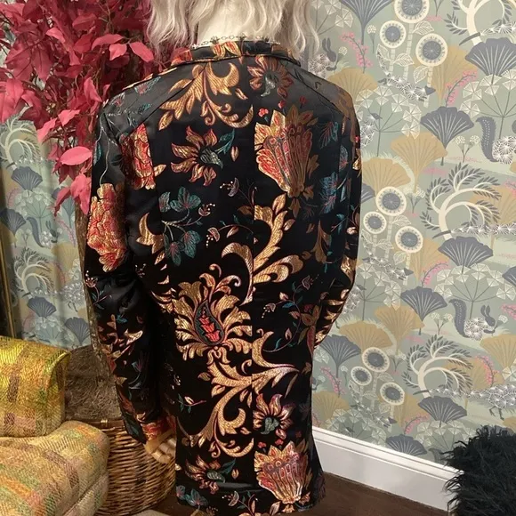 Soft Surroundings Women’s Sz L Kimono Moon Dynasty Brocade Asian Jacket Floral