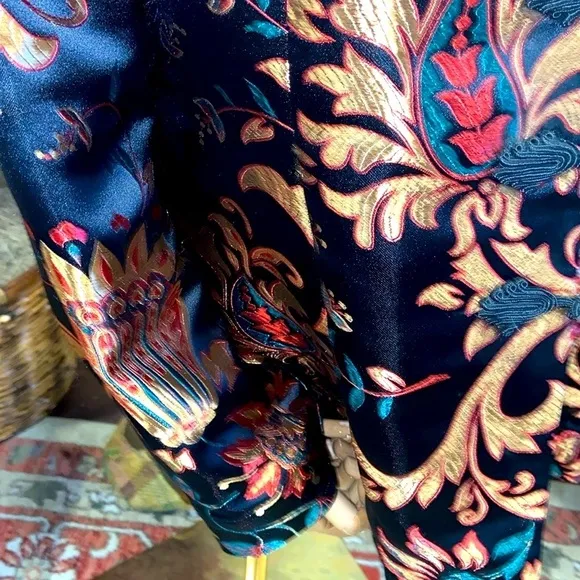 Soft Surroundings Women’s Sz L Kimono Moon Dynasty Brocade Asian Jacket Floral