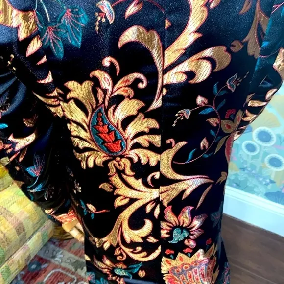 Soft Surroundings Women’s Sz L Kimono Moon Dynasty Brocade Asian Jacket Floral