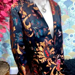 Soft Surroundings Women’s Sz L Kimono Moon Dynasty Brocade Asian Jacket Floral