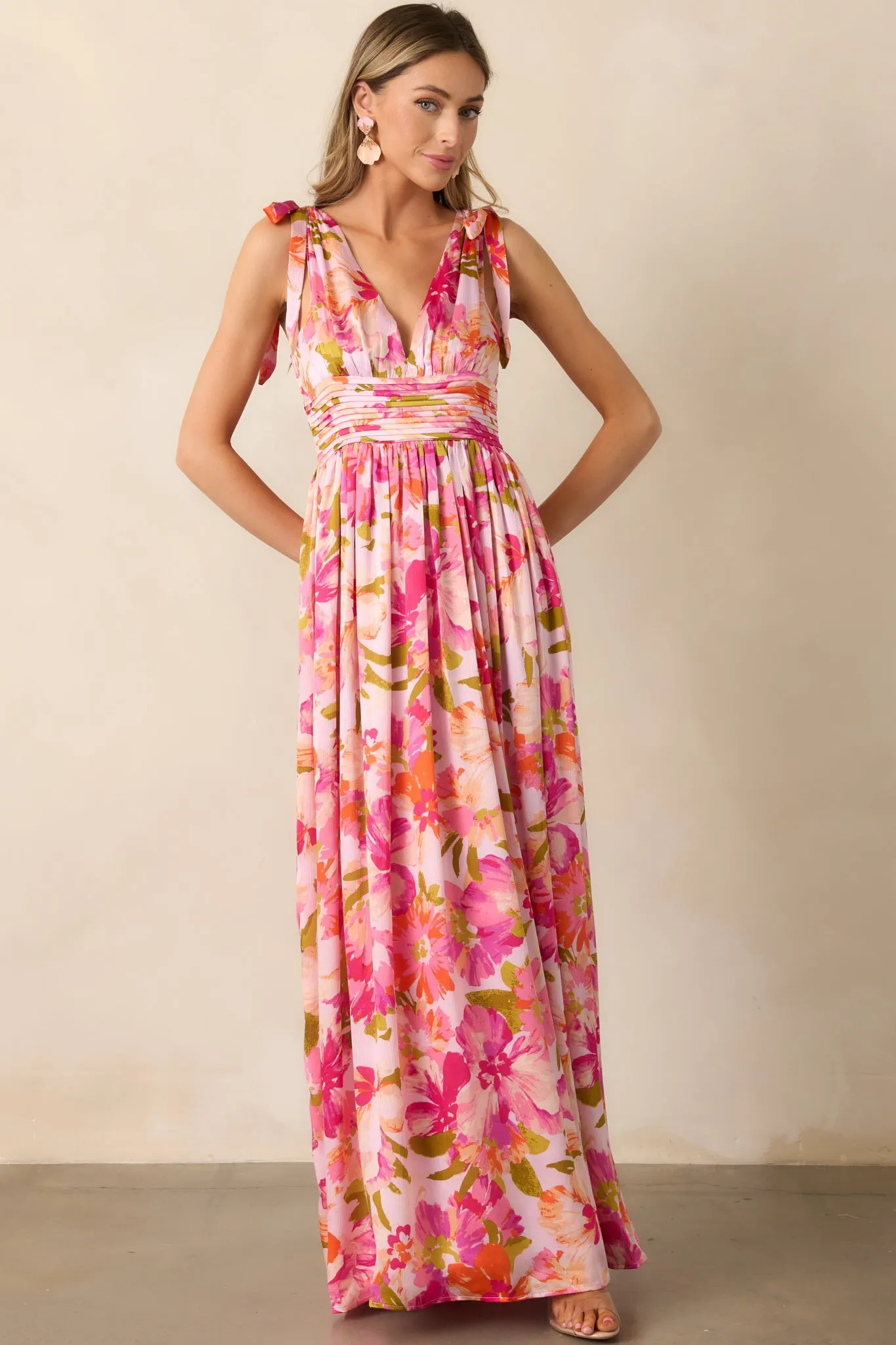 Somewhere Beautiful Pink Multi Floral Maxi Dress