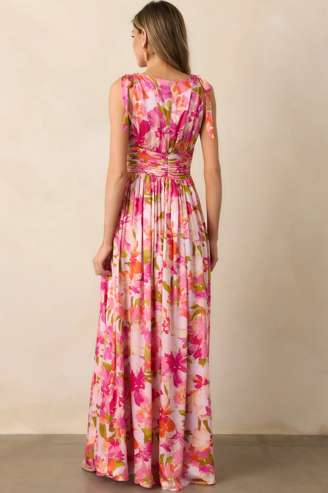 Somewhere Beautiful Pink Multi Floral Maxi Dress