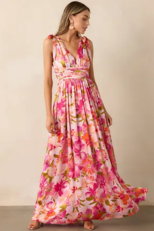 Somewhere Beautiful Pink Multi Floral Maxi Dress
